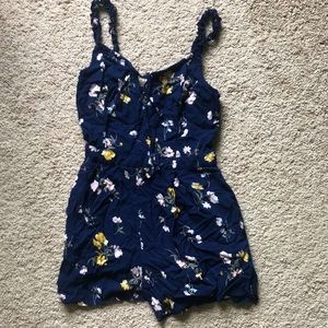 Navy Blue Floral Romper